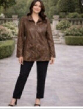 C22 Alfred Dunner Brown Snake Skin Print Jacket, Size 18, NWT